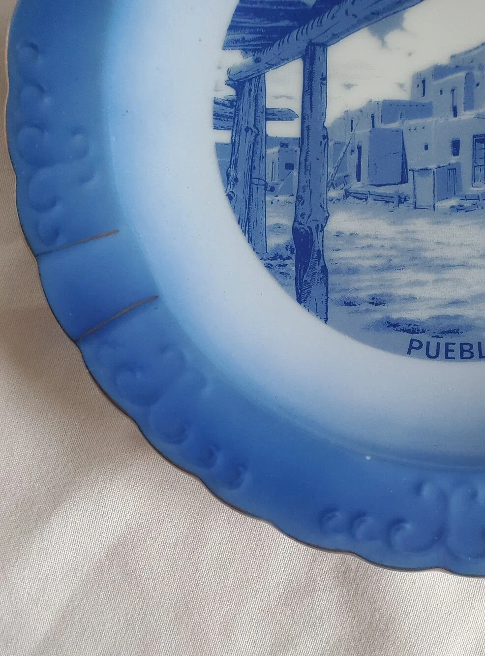 Blue Souvenir Decorative Plate Vtg New Mexico The Land of Enchantment Ashtray